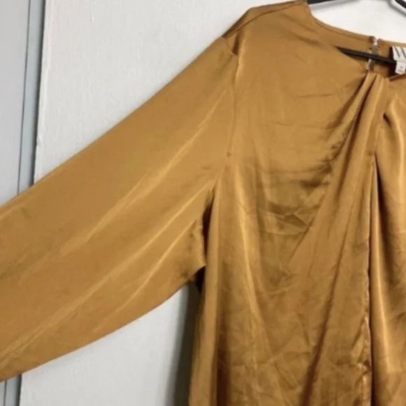 Worthington Satin Effect Gold Long Sleeve Blouse Women Size 3X Plus Career Work - Picture 3 of 6